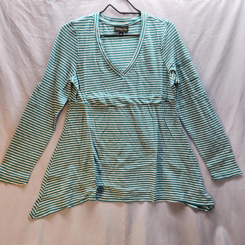 Athleta‎ Striped V Neck Top Size XL